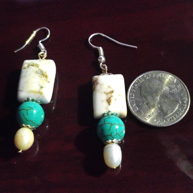Luxurious Square White Howlites Earrings 19$